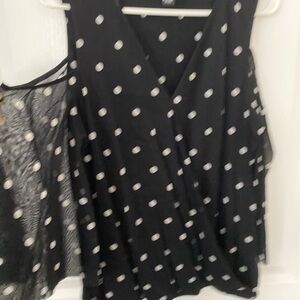 INC International Concepts Black and White cold shoulder Wrap Blouse